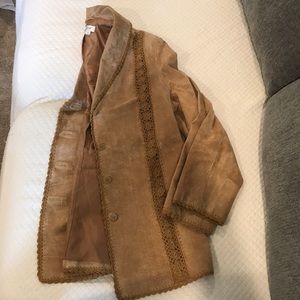 Suede Tan Jacket with Crochet Accents